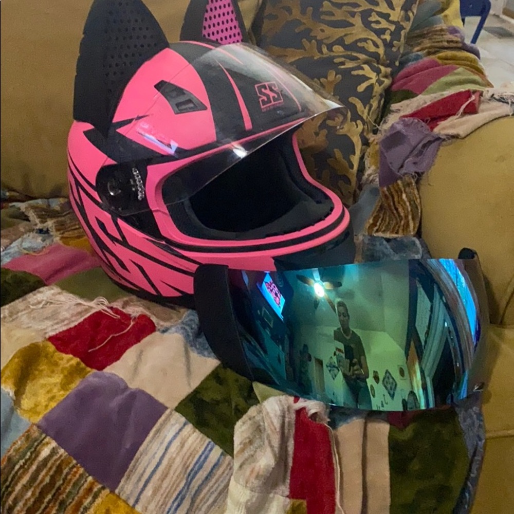 Cat ear speed and strength motorcycle helmet lg